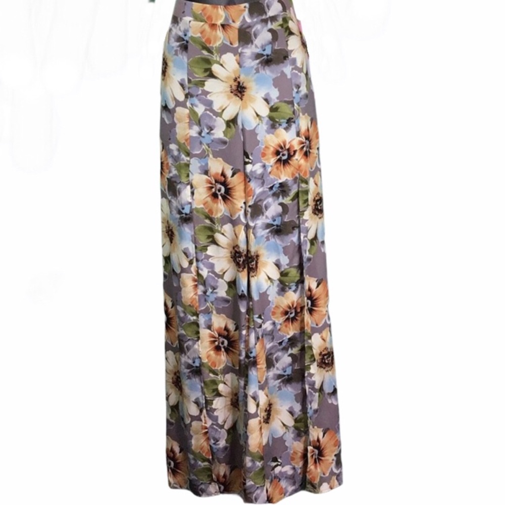 Peach Love front slit floral palazzo pants